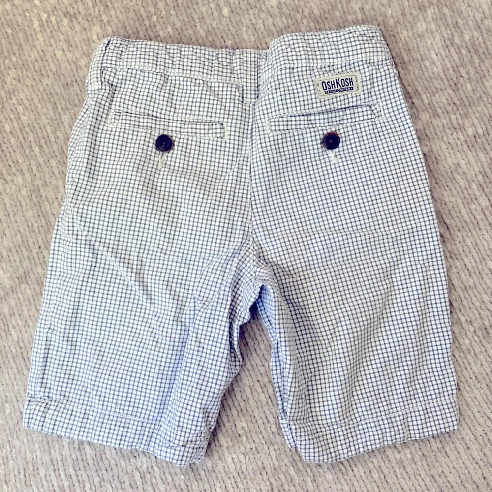 OshKosh Boys Size‎ 6 Navy Gingham Check Adjustable Waist Shorts